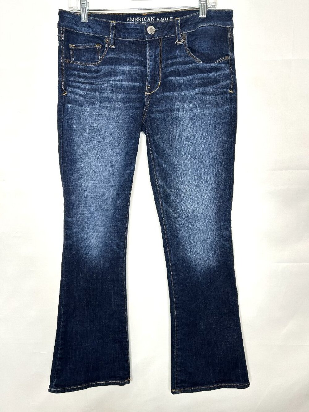 American Eagle Woman’s Jeans sz 12 short Skinny Kick Flare Stretch Dark Wash